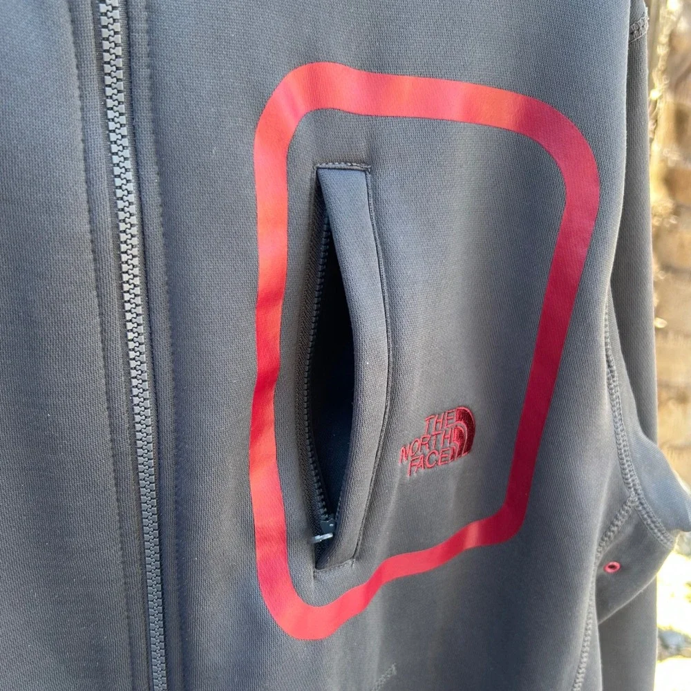 The North Face Mens L Full Zip Fleece Lined Hoodie Balaclava Face Mask Gray